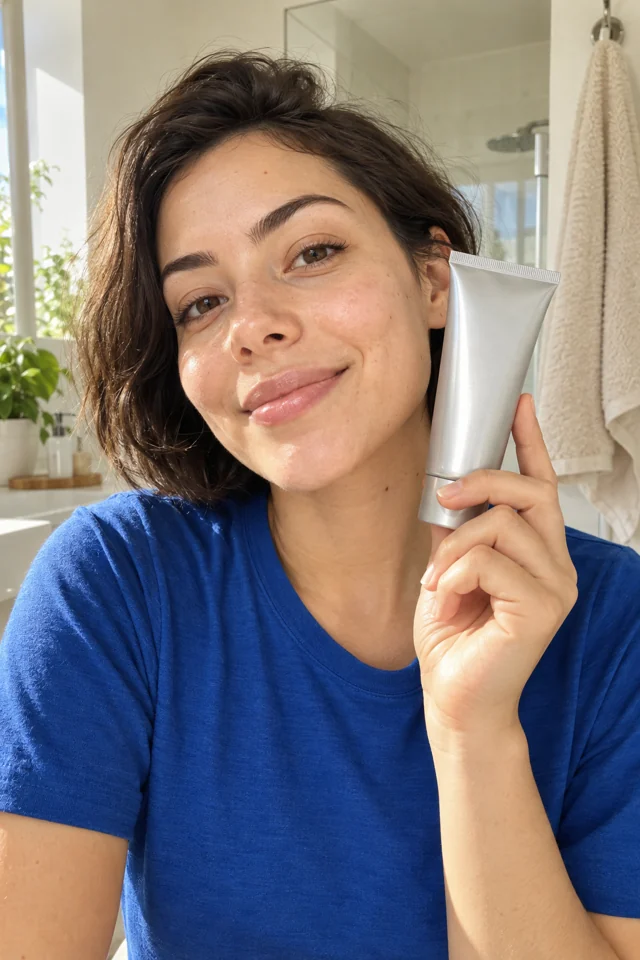 AI-generated concept of a creator presenting a skincare product